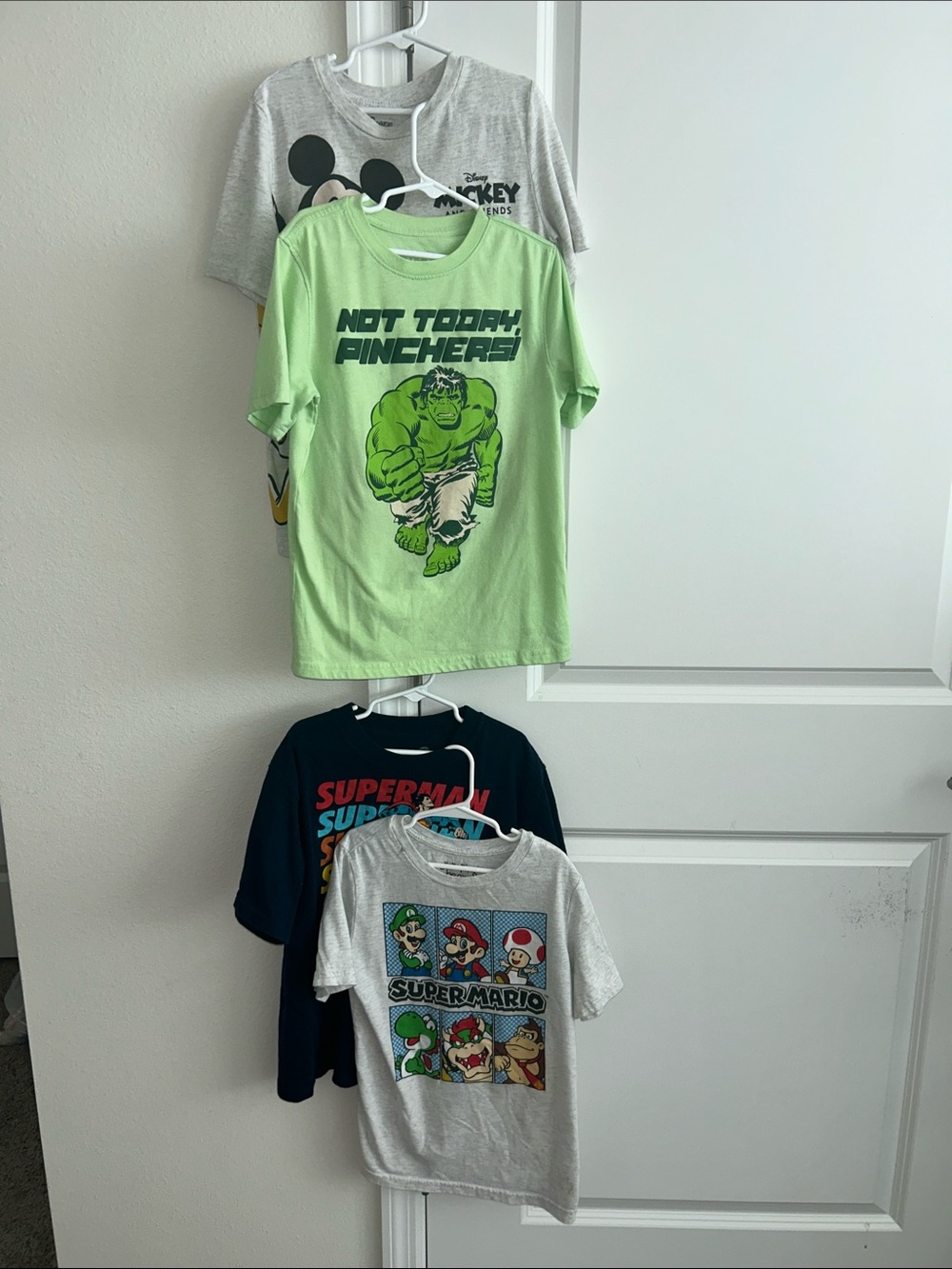 Disney Mickey Graphic Tee Super Mario Superman Hulk Bundle Boys 8 Medium